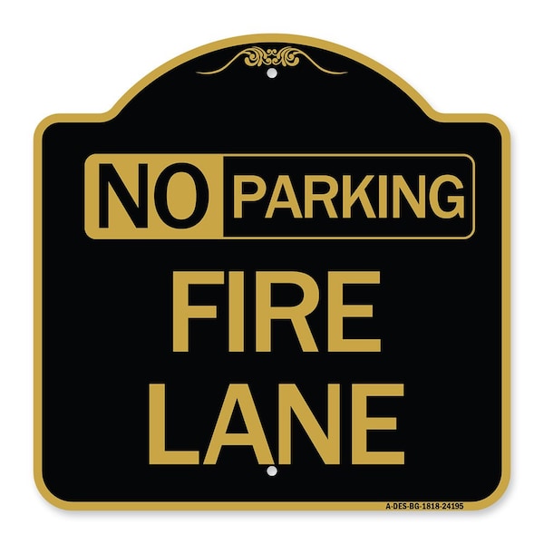 Signmission Designer Series Delaware No Parking Fire Lane, Black & Gold Aluminum Sign, 18" x 18", BG-1818-24195 A-DES-BG-1818-24195 - main